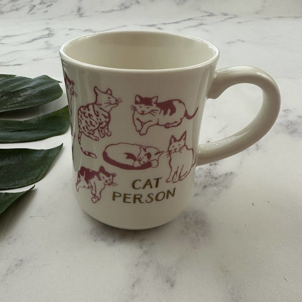 Opal House Target Cat Person Coffee Mug White Pink Kitten Gift Cup Cute